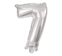 Procos 92473 Forma di Numero 7, Argento, Misura 95 cm, Elio, Palloncini numerati, Decorazione per Compleanno, Anniversario, Festa, Colore