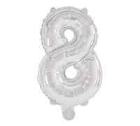 Procos 92474 - Palloncino in pellicola con numero 8, argento, misura 95 cm, elio, con numeri, compleanno, decorazione, anniversario, festa