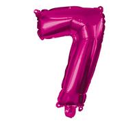 Procos 92493 Forma di Numero 7, Rosa, Misura 95 cm, Elio, Palloncini numerati, Decorazione per Compleanno, Anniversario, Festa, Colore