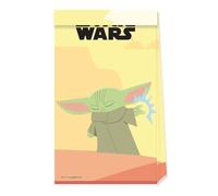 Procos 93132 - Sacchetti per Feste Mandalorian, 4 Pezzi, Dimensioni 21 x 13 cm, in Carta FSC® Mix
