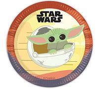 Procos 93446 - Piatti da festa Star Wars Mandalorian, dimensioni 23 cm, 8 pezzi, piatti usa e getta in carta, per compleanno dei bambini, stoviglie per feste, FSC® Mix