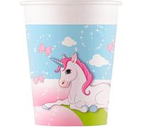 Procos 93463 Unicorn Party Cups Maximum Capacity 200 ml Pack of 8 Disposable Paper Cups Children's Birthday Party Tableware FSC