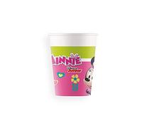 Procos 93474 - Set di 8 bicchieri da festa Minnie Happy Helpers, capacità 200 ml, in carta FSC® Mix, stoviglie per feste, compleanni, feste a tema