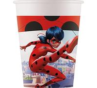 Procos 93479 - Bicchieri da festa Miracolous Ladybug, capacità massima di 200 ml, 8 pezzi, usa e getta in carta, per compleanno dei bambini, stoviglie per feste, FSC® Mix