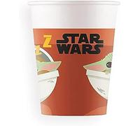 Procos 93481 - Bicchieri da festa Star Wars Mandalorian, capacità max. 200 ml, 8 pezzi, bicchieri usa e getta in carta, per feste di compleanno dei bambini, stoviglie per feste