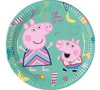Procos 93488 Peppa Pig - Piatti da festa, 20 cm, 8 pezzi, usa e getta in carta, per compleanno dei bambini, stoviglie per feste, FSC® Mix