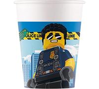 Procos 93511 - Bicchieri da festa Lego City, capacità max. 200 ml, 8 pezzi, bicchieri usa e getta in carta, per feste di compleanno per bambini, stoviglie per feste