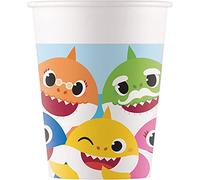Procos 93514 - Bicchieri da festa Baby Shark, capacità max. 200 ml, 8 pezzi, bicchieri usa e getta in carta, per feste di compleanno per bambini, stoviglie per feste