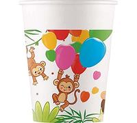 Procos- Bicchieri Carta FSC Animali Jungle Balloons Party (200ml), 8 Pezzi, Multicolore, 93781