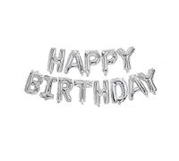Procos 93791 - Palloncino in foil grande Happy Birthday, argento, palloncino riempito con elio, regalo, decorazione