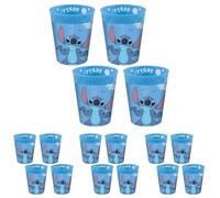 Procos - Bicchiere in plastica Stitch and Angel, 4 pezzi, riutilizzabile, stoviglie per feste di compleanno o a tema (Confezione da 4)
