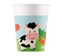 Procos- Bicchieri Carta FSC Animali Fattoria Farm Party (200ml), 8 Pezzi, Multicolore, 94175