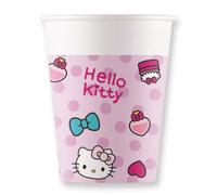 Procos- Bicchieri Carta FSC Hello Kitty Fashion Stylish (200ml), 8 Pezzi, Rosa, 94700