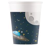 Procos- Bicchieri Carta FSC Razzo Pianeti Astronauta Rocket Space Party (200ml), 8 Pezzi, Multicolore, 93735