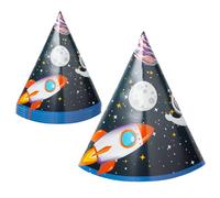 Procos- Cappellini Cono Party Razzo Astronauta Rocket Space in Carta FSC, 6 Pezzi, Multicolore, PR93738