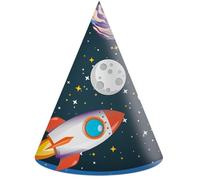 Procos- Cappellini Cono Party Razzo Astronauta Rocket Space in Carta FSC, 6 Pezzi, Multicolore, PR93738