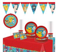 Procos - Decorazioni di compleanno Pokemon, 67 pezzi, per feste di compleanno per bambini con stoviglie monouso e decorazioni per feste