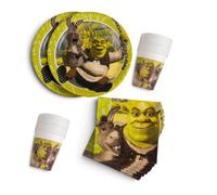 Procos - Decorazioni di compleanno Shrek, set da 52 pezzi, piatti, bicchieri e tovaglioli di carta per feste di compleanno per bambini, stoviglie per feste