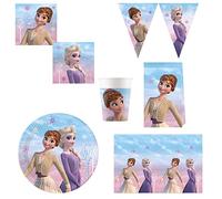 Procos DY10273863 - Set per feste Frozen II Wind Spirit grande, piatti, tovaglioli, tazze, tovaglie, borse, striscioni, decorazioni per la tavola, decorazioni per il compleanno