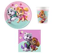 Procos DY10273867 - Set festa Paw Patrol Skye & Everest Piccolo, piatti, tazze e tovaglioli, decorazione tavola, decorazione compleanno