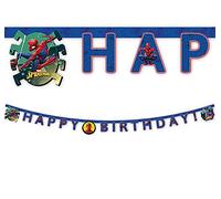 Procos- Ghirlanda Happy Birthday di Spiderman, 2 mt, Taglia Unica, Multicolore, PR86856