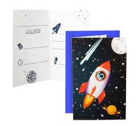 Procos- Inviti con Busta Razzo Astronave Rocket Space Party in Carta FSC, 6 Pezzi, PR93741
