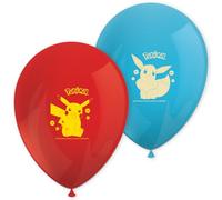 Procos Palloncini Pokemon, 8 pezzi, diametro 21 cm, stampati, rosso, blu, in lattice, decorazione compleanno, 98396