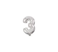 Procos- Palloncino in Pellicola Numero 3, Colore Argento, Taglia Unica, 10231512