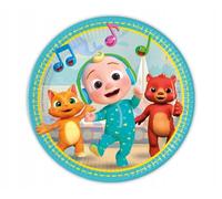 Procos- Piatti Carta FSC CoComelon (Ø23cm), 8 Pezzi 22-24 cm, Multicolore, 93454