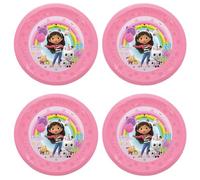 Procos - Piatto di plastica Gabbys Dollhouse, 4 pezzi, riutilizzabile, stoviglie per feste di compleanno o feste a tema