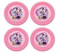 Procos - Piatto di plastica Minnie Mouse Junior, 4 pezzi, riutilizzabile, stoviglie per feste di compleanno o a tema, Mickey