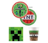 Procos - Set da festa Minecraft, set di stoviglie da 52 pezzi per feste di compleanno per bambini e feste a tema, decorazione della tavola