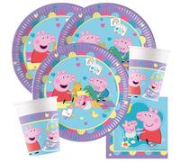 Peppa Pig - Set di 36 piatti di carta, bicchieri di carta, tovaglioli di compleanno per bambini