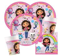 Procos Set per feste Gabby's Dollhouse, 36 pezzi, per 8 bambini | Piatti di carta, bicchieri di carta, tovaglioli per compleanno dei bambini