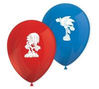 Procos Sonic The Hedgehog Palloncini in lattice, 8 pezzi, diametro 21 cm, stampati, rosso, blu, palloncini in lattice, decorazione per compleanno
