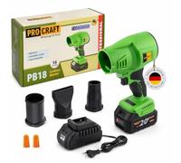 Procraft PB18 - Soffiatore a batteria da 20 V + 1 batteria da 3,0 Ah + | Massimo Flusso d'aria 372 m³/h max. Velocità dell'aria: 164 km/h, LED