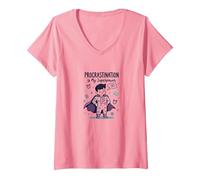 Procrastination is My Superpower Funny Superhero Maglietta con Collo a V, Donna, Rosa, S