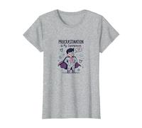 Procrastination is My Superpower Funny Superhero Maglietta, Donna, Grigio Melange, XXL