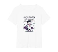 Procrastination is My Superpower Funny Superhero Maglietta, Donna Plus-Size, Bianco, 4X