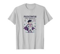 Procrastination is My Superpower Funny Superhero Maglietta, Uomo, Argento, 3XL