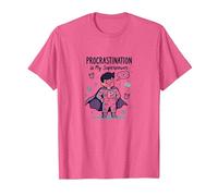 Procrastination is My Superpower Funny Superhero Maglietta, Uomo, Rosa mélange, 3XL