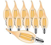 ProCrus E14 4W LED Dimmerabile Candela Lampada,C35 Lampada Vintage per Lampadario,Filamento LED Lampadina,2700K Bianco Caldo,Sostituisce 40W,400LM,Ambra,Classe Energetica F,Confezione da 10
