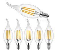ProCrus E14 Lampada a Candela LED Dimmerabile,4W per Lampadario,2700K Candela Bianca Calda,Lampadina LED a Filamento C35,4W Sostituisce 40W,400LM,Trasparente,Confezione da 6,Classe Energetica F