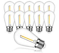 ProCrus E27 S14 lampadine a LED,1W vintage Edison lampadina, 2200K bianco caldo lampadine retrò,5W incandescente equivalente,plastica, per esterno S14 fata luci lampadina di ricambio,confezione da 10
