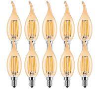 ProCrus Lampada a Candela a LED E14,4W per Lampadario,Lampadina a LED a forma di Candela,Bianco Caldo 2700K,4W Sostituisce la Lampadina da 35W,350LM, Non Dimmerabile,Ambra,Confezione da 10