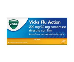 Procter & Gamble Vicks Flu Action 200 + 30 mg - Trattamento Dei Sintomi Del Raffreddore E Dell'Influenza 12 Compresse
