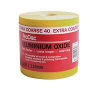 ProDec 10m Roll 40 Grit Extra Coarse Grade Yellow Aluminium Oxide Abrasive Sanding Paper for Sanding Wood, Paint, Plaster, Filler, Metal and More, 115mm Wide Sandpaper