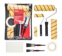 ProDec 11 pezzi Kit professionale per la decorazione della casa Set di rulli per pittura e vassoio con pennelli, foglio per la polvere - Set di rulli per dipingere pareti e soffitti con emulsione