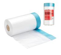ProDec Rotolo di fogli di polietilene pre-mascherato, 180 cm x 25 m, antipolvere e impermeabile, ideale per coprire e proteggere pavimenti e mobili durante la pittura e la decorazione
