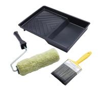 ProDec 4 pezzi rullo per muratura, telaio, set di pennelli e vassoi da 4", set di rulli per muratura per uso intensivo per dipingere con pitture per muratura lisce e strutturate su pareti esterne, 9".